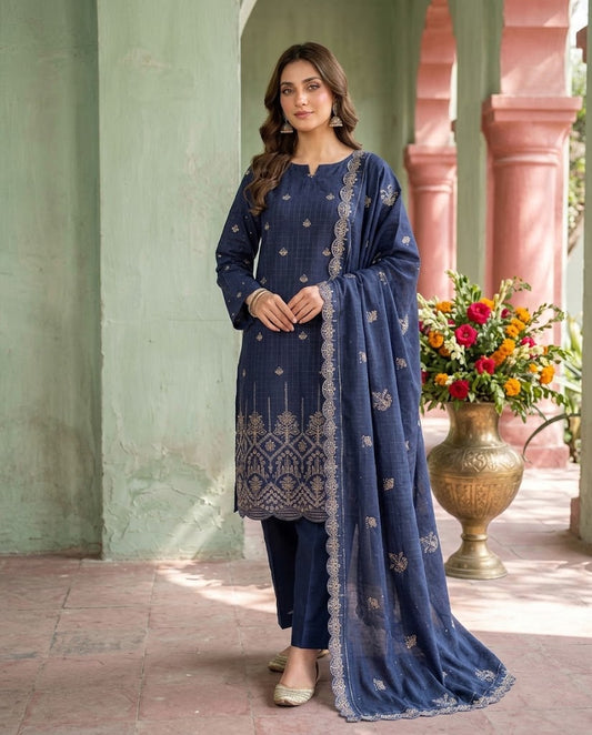 Volume 300 – Chamki Dhanak Embroidered 3-Piece Suit