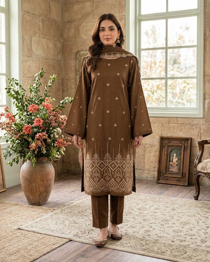 Volume 300 – Chamki Dhanak Embroidered 3-Piece Suit