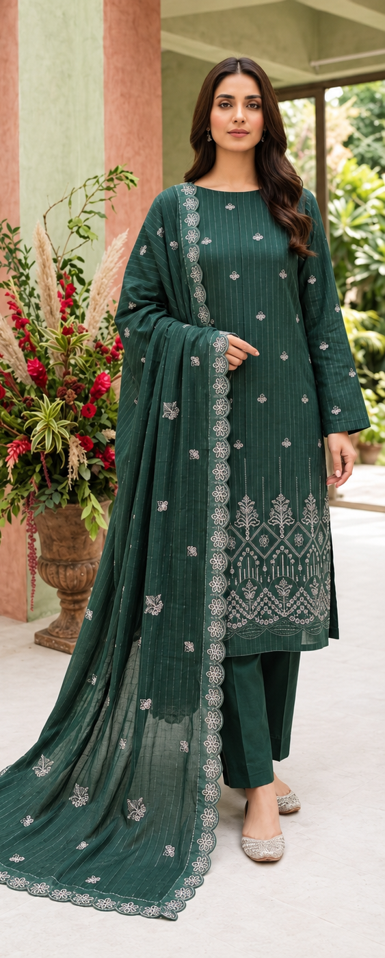 Volume 300 – Chamki Dhanak Embroidered 3-Piece Suit
